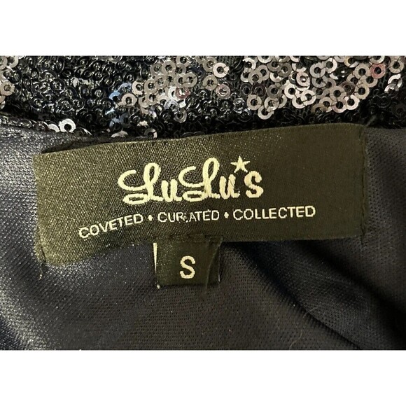 LuLu’s Delightful Ways Navy Blue Sequin Mini Dress Size Small (2/4) - Picture 6 of 14